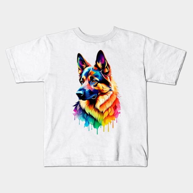 German Shepherd Abstract 1 Kids T-Shirt by Rebirth Designs